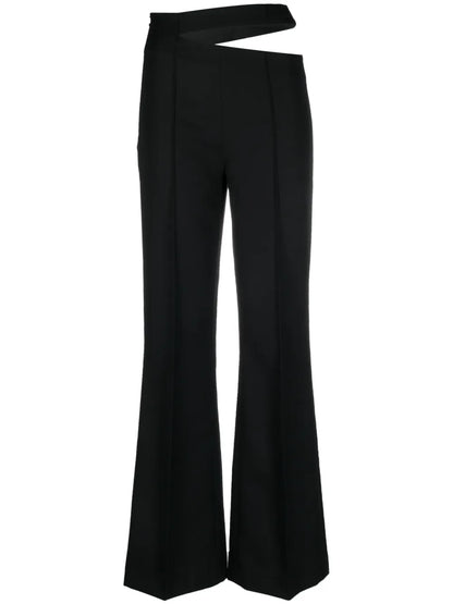 Cut-Out Flared Wool Trousers