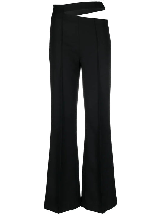 Cut-Out Flared Wool Trousers