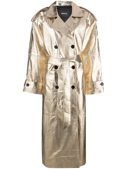 Double-Breasted Lamé Coat