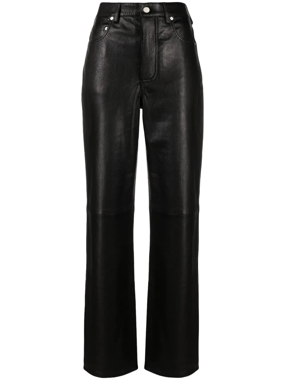 Grainy Leather Straight Trousers