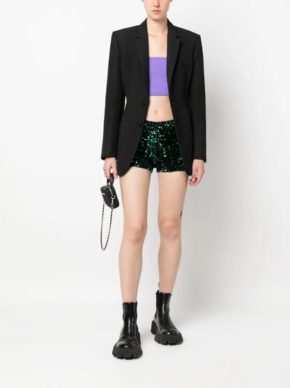 Sequin-Embellished Mini Shorts