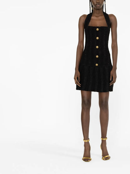 Tweed Halterneck Mini Dress