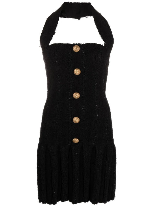 Tweed Halterneck Mini Dress