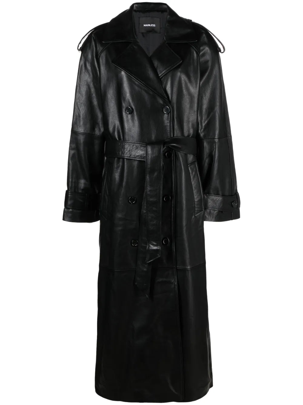 Double-Breasted Leather Coat