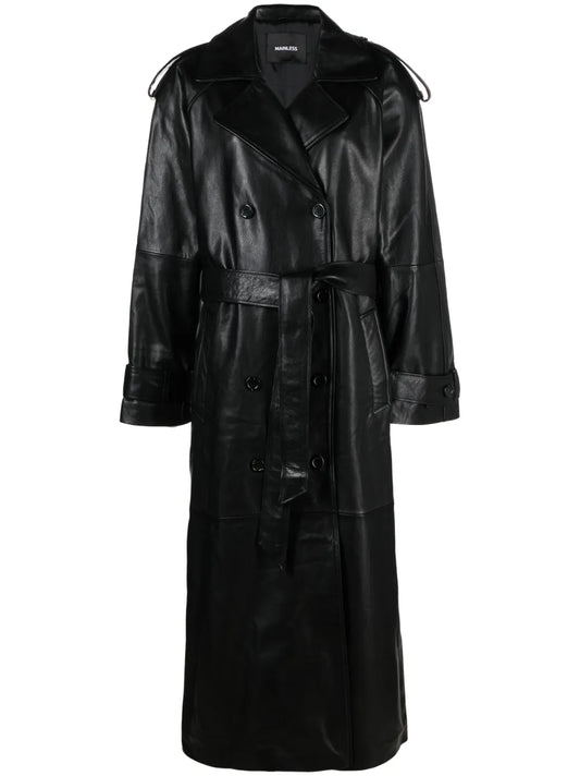 Double-Breasted Leather Coat