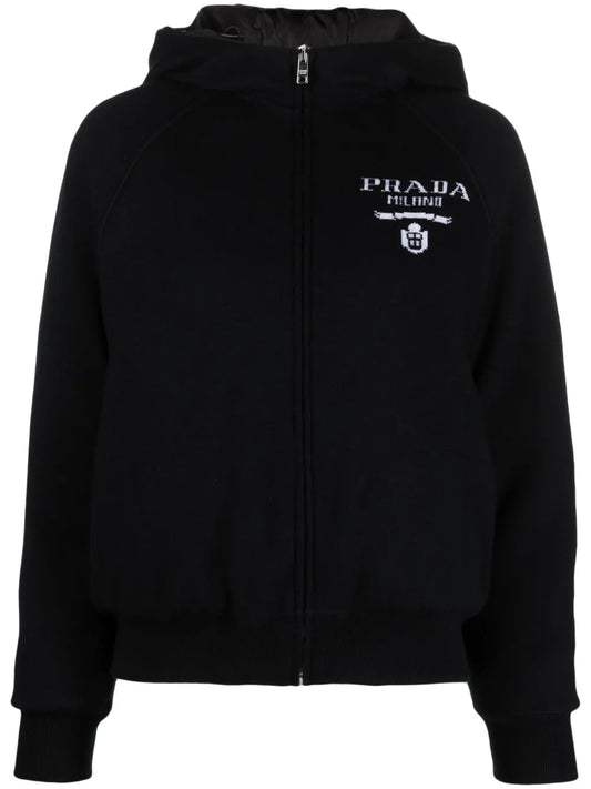 Logo-Intarsia Cashmere-Blend Hooded Jacket