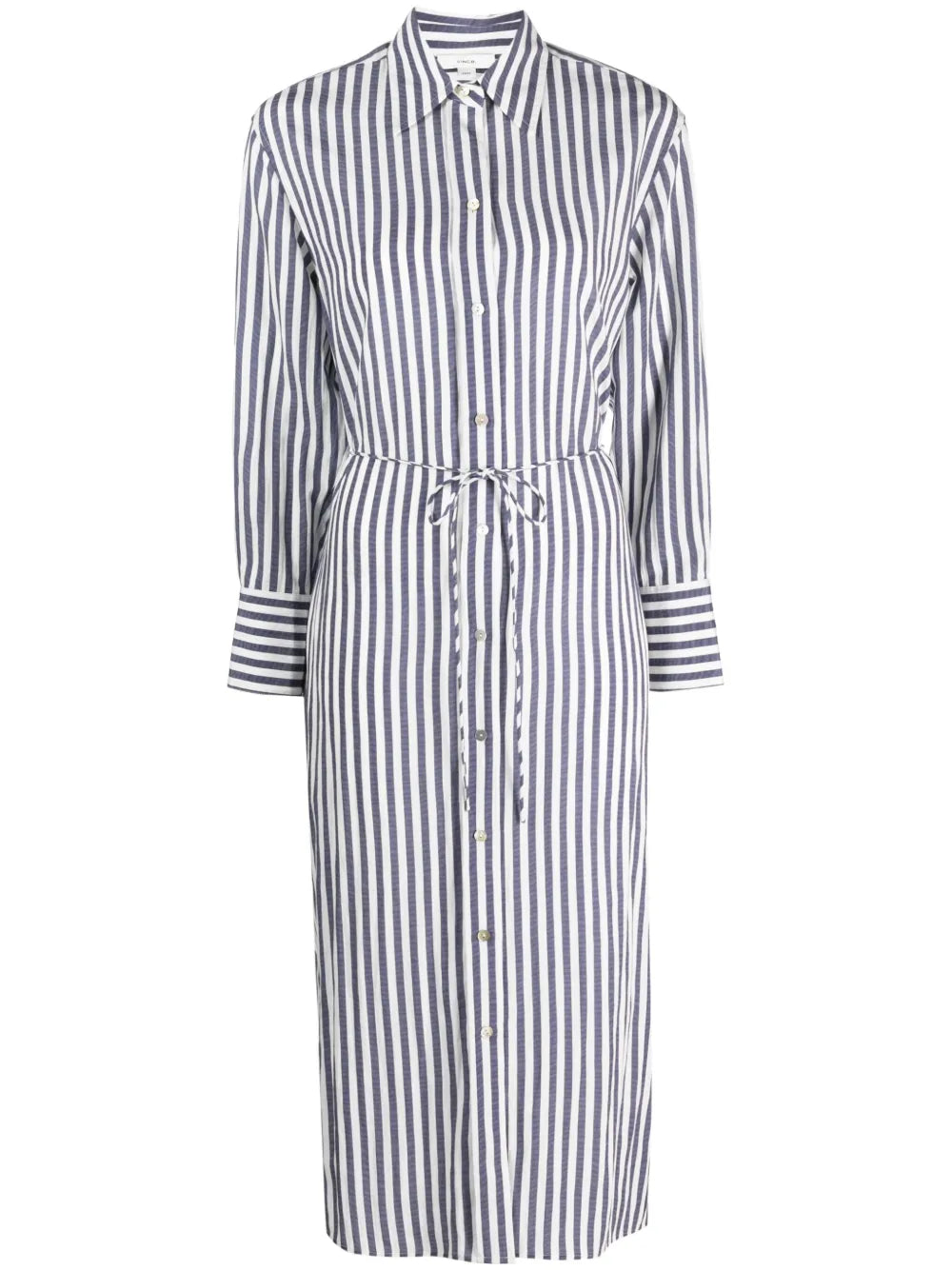 Striped Belted Midi Shirt Dress