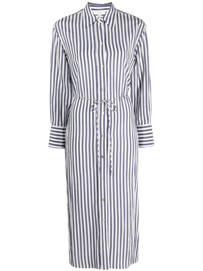 Striped Belted Midi Shirt Dress