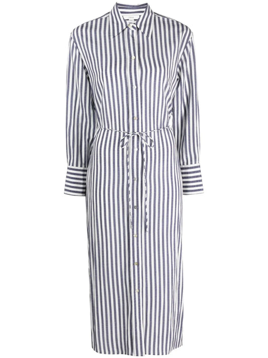 Striped Belted Midi Shirt Dress