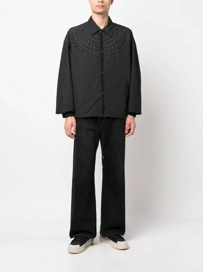 Perforated-Detail Shirt Jacket