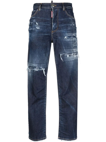 Distressed-Effect High-Waisted Jeans