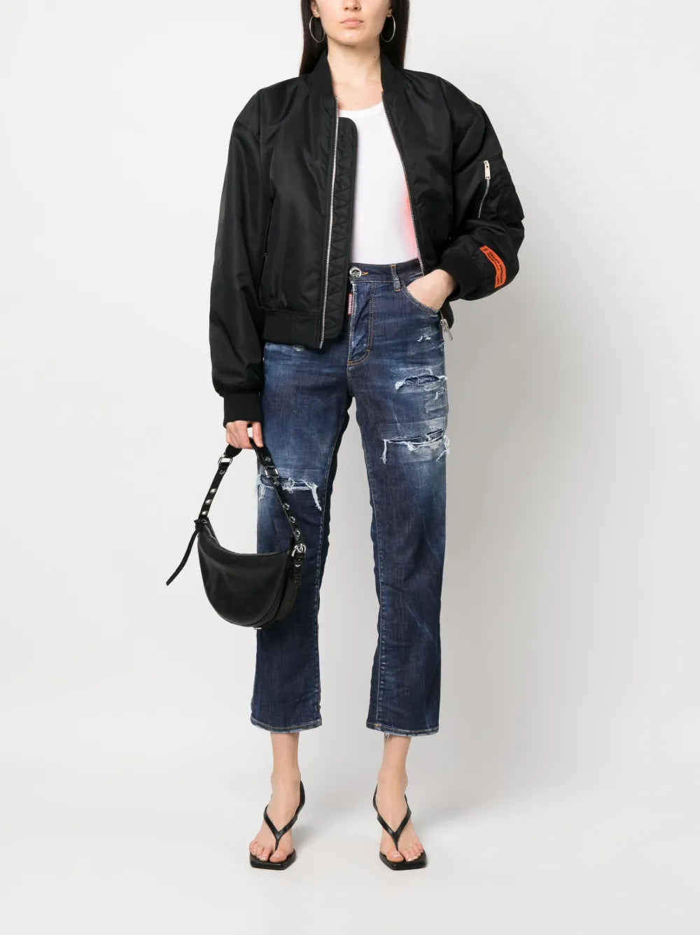 Distressed-Effect High-Waisted Jeans