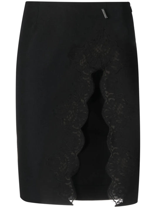Lace-Detail Virgin Wool Skirt