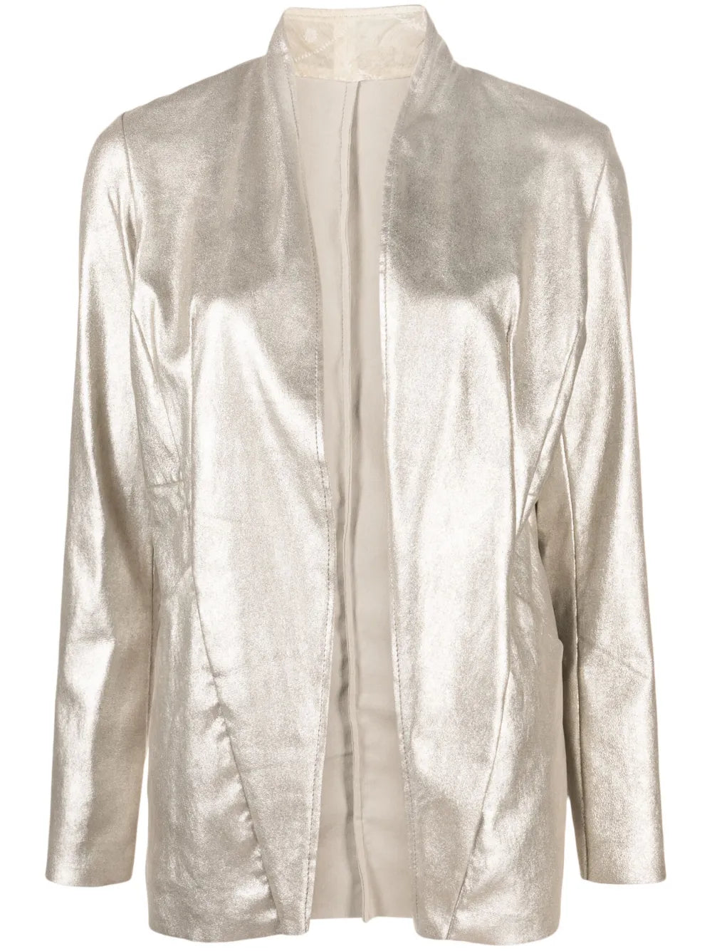 Open-Front Metallic Blazer