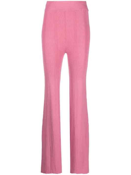Ribbed Knit Flared Trousers