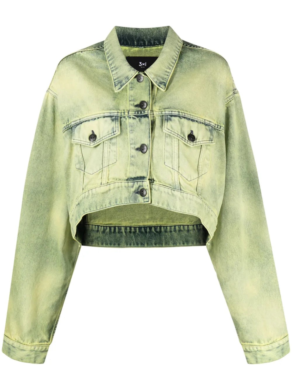 Cropped Tie-Dye Print Denim Jacket