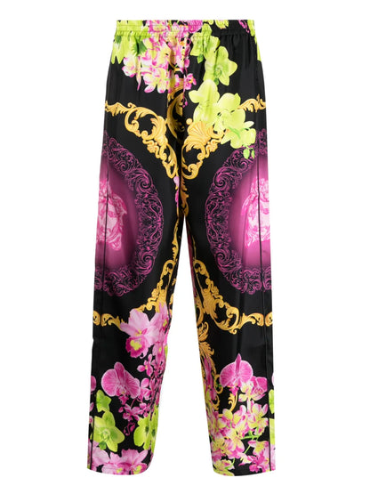 Floral-Print Silk Beach Trousers
