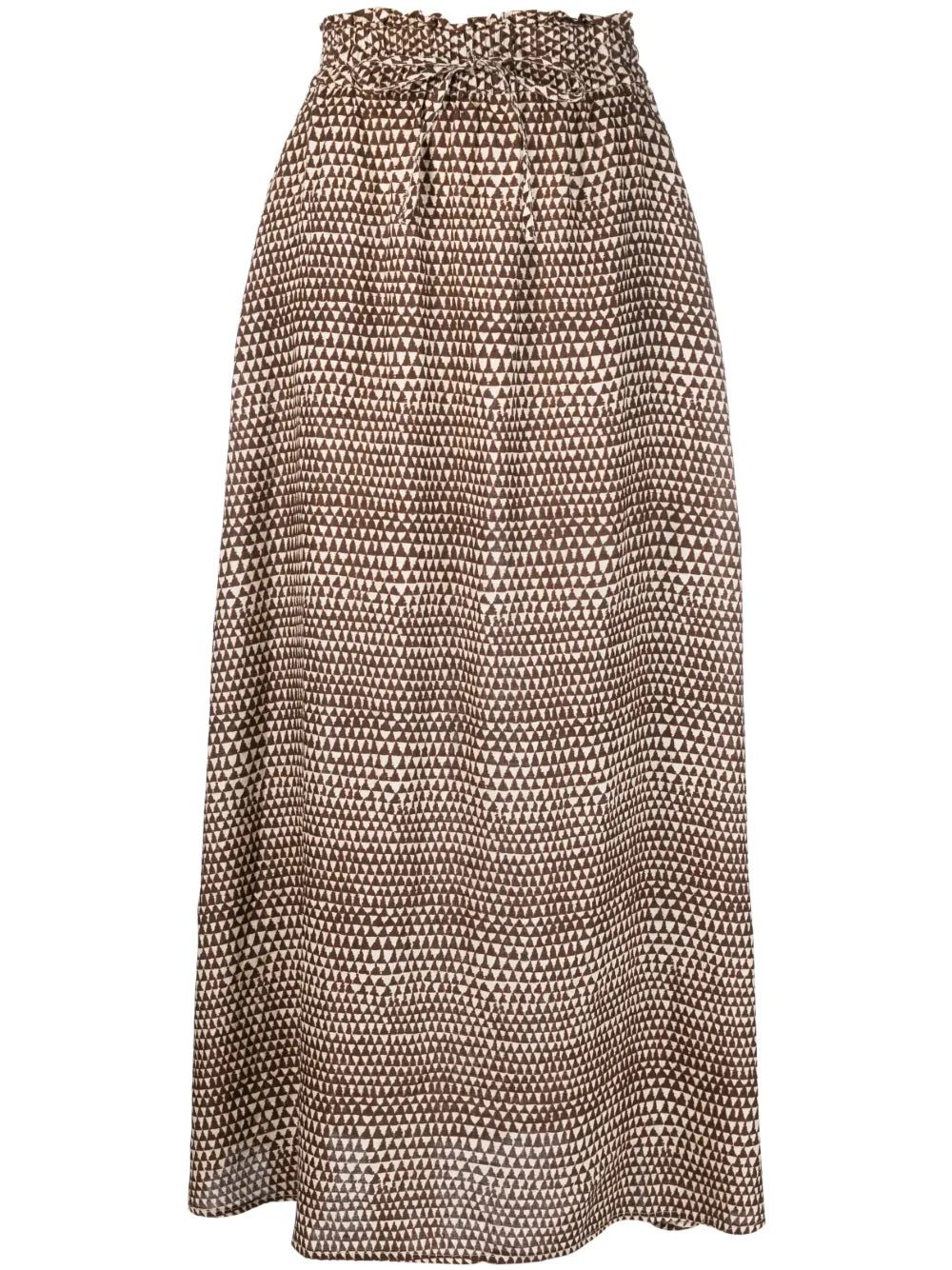 Graphic-Print Linen Skirt