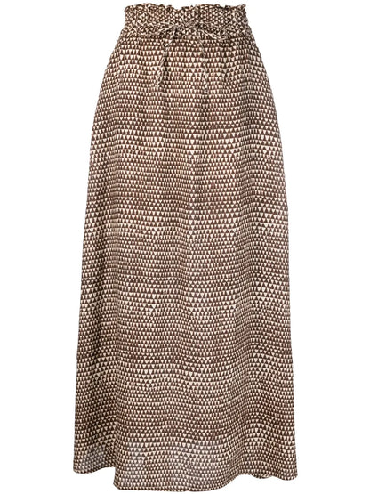 Graphic-Print Linen Skirt