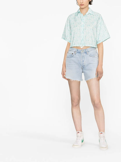 Logo-Print Cropped Shirt