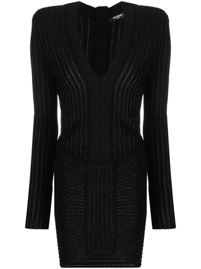 Ribbed V-Neck Mini Dress