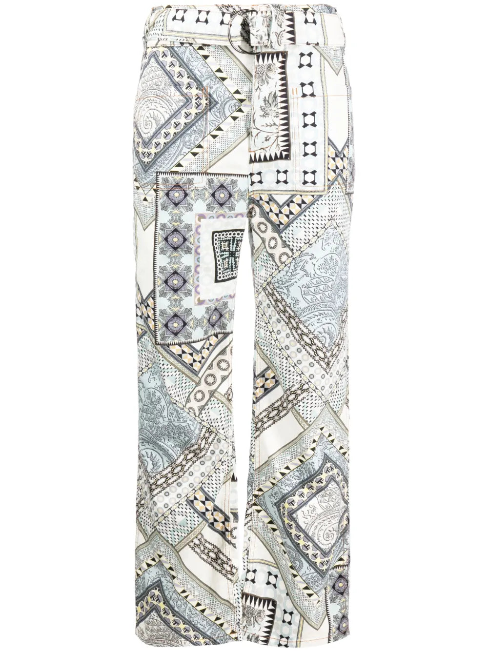 Patchwork-Print Straight-Leg Trousers