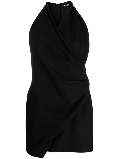 Halterneck Draped Mini Dress