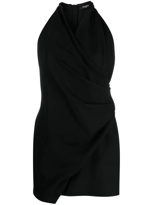 Halterneck Draped Mini Dress