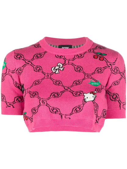 Cartoon-Print Knitted Top