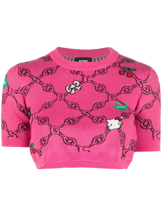 Cartoon-Print Knitted Top