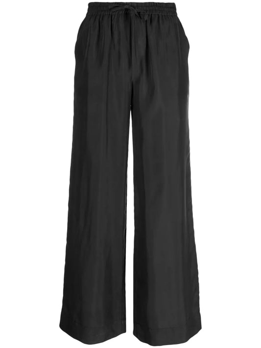 Cropped Wide-Leg Silk Trousers