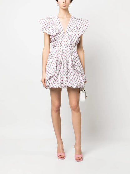 Floral-Print Puffball Short Dress