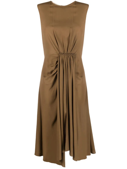 Gathered-Detail Sleeveless Dress