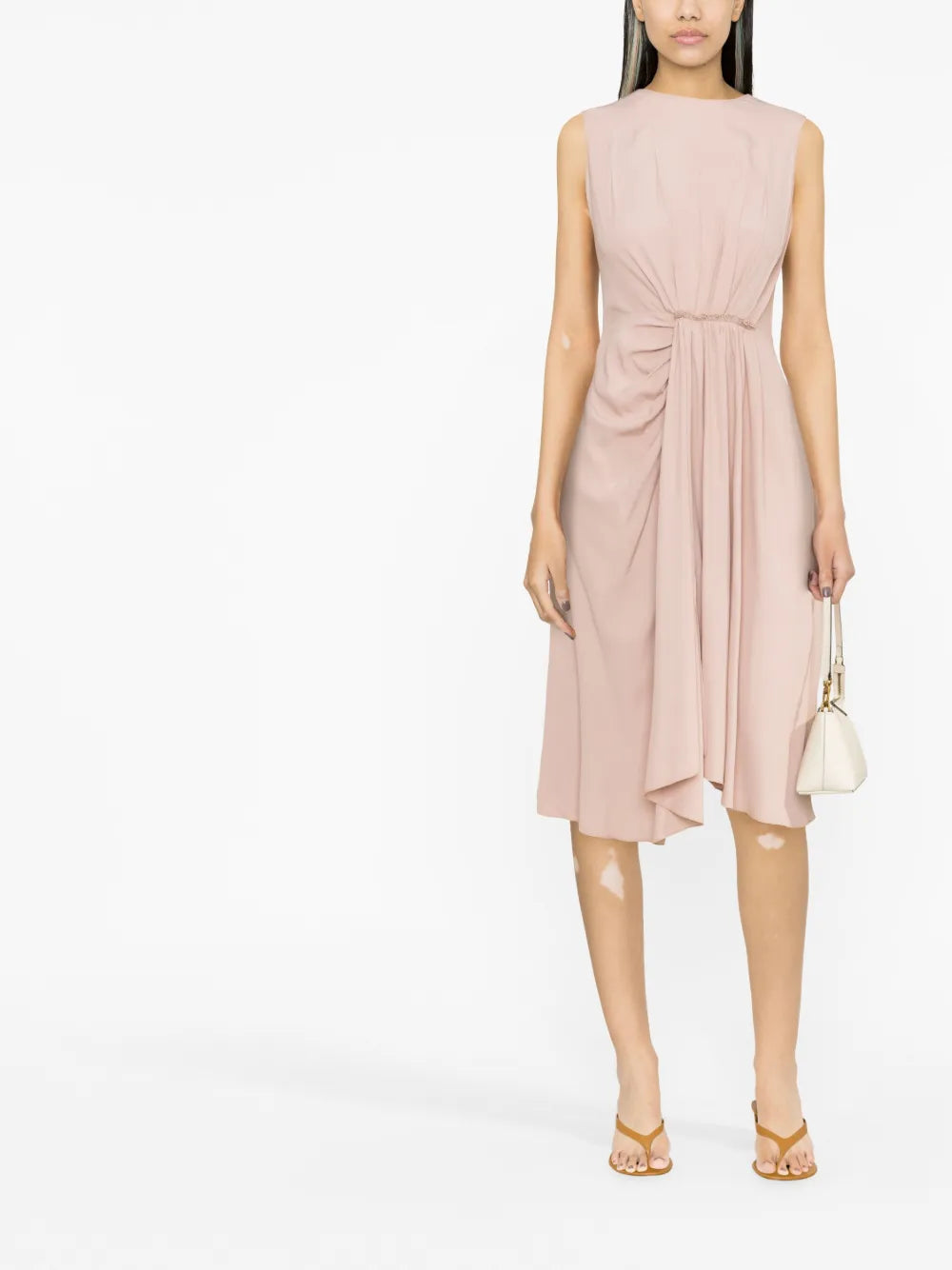 Gathered-Detail Sleeveless Dress
