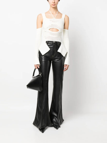 Cut-Out Detail Ribbed Knit Top