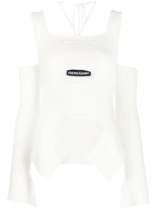Cut-Out Detail Ribbed Knit Top