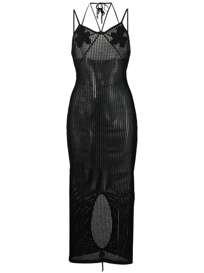 Fishnet-Knit Midi Dress