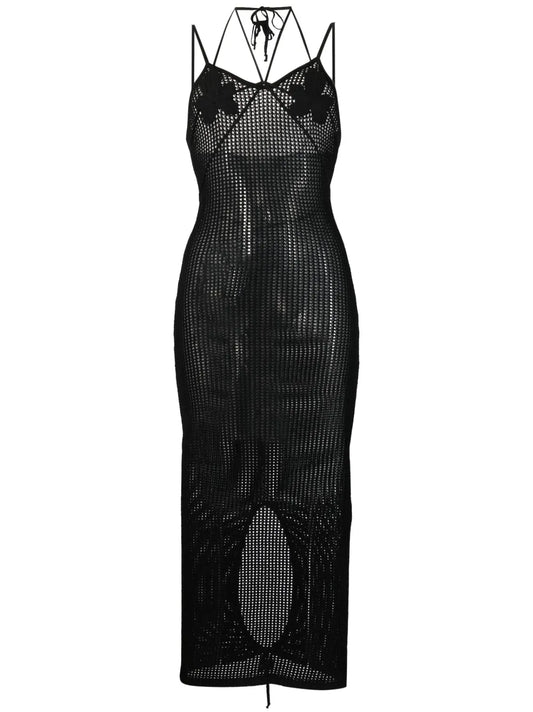 Fishnet-Knit Midi Dress