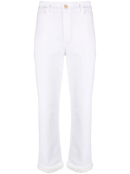 Frayed-Edge Slim-Fit Trousers