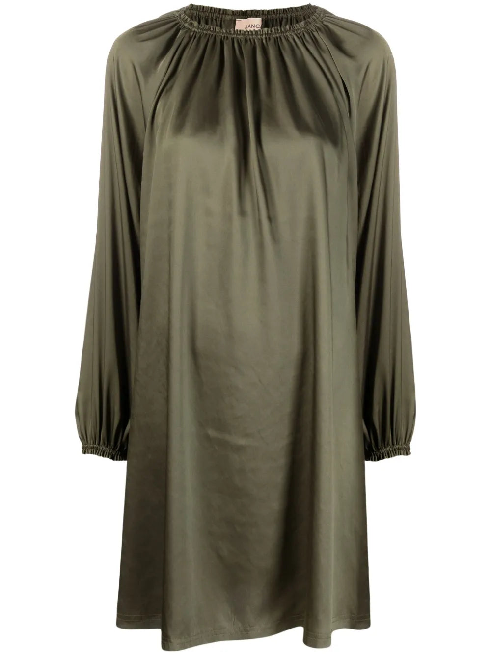 Gathered-Detail Long-Sleeve Dress