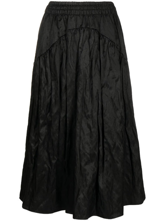 Elasticated-Waist Gathered Midi Skirt
