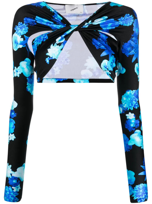 Floral-Print Cropped Top