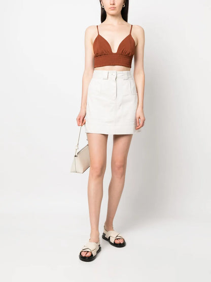 Triangle-Cup Shirred Top