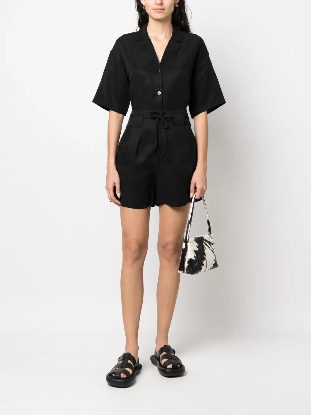 Tied-Waist Pleated Shorts