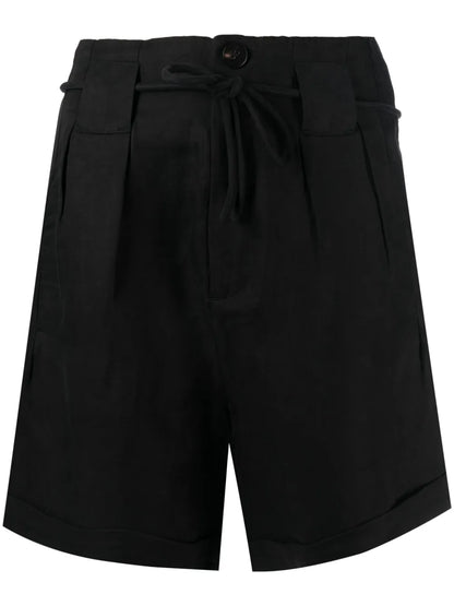 Tied-Waist Pleated Shorts