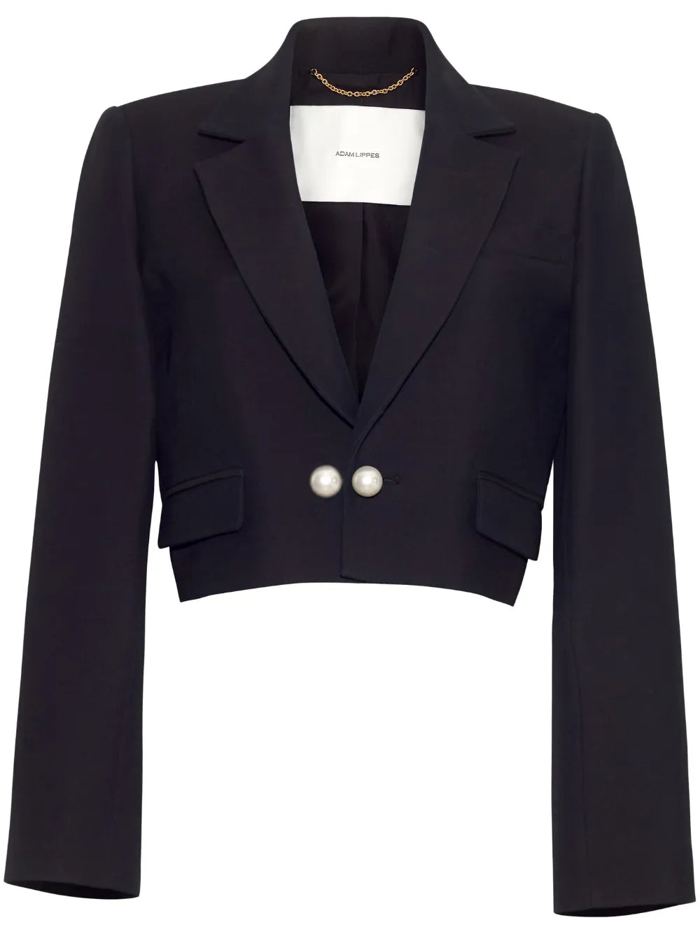 Faux Pearl-Button Cropped Blazer