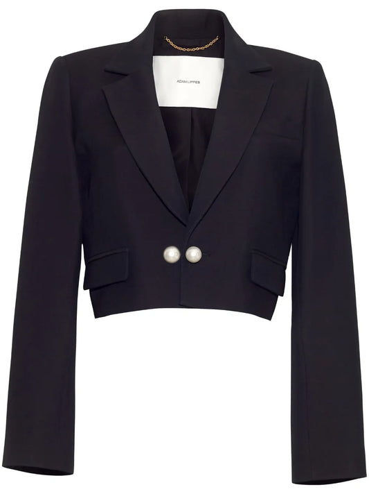 Faux Pearl-Button Cropped Blazer