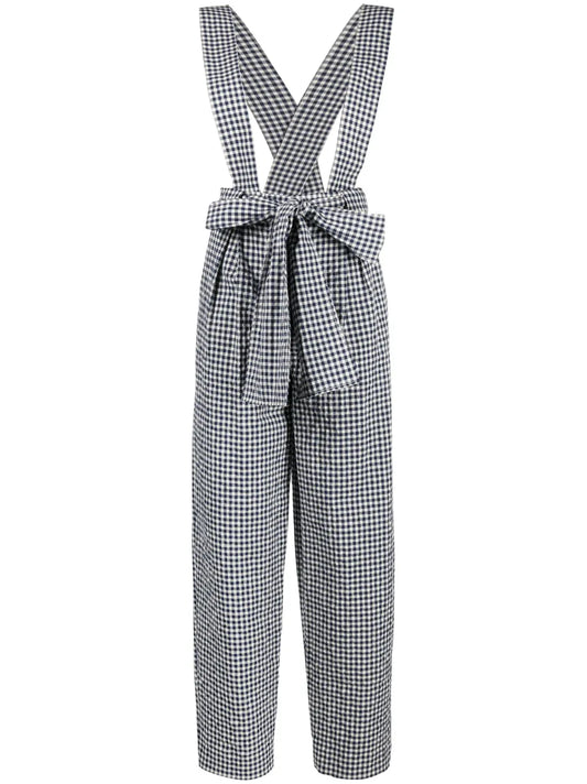 Gingham Waffle Cotton Trousers