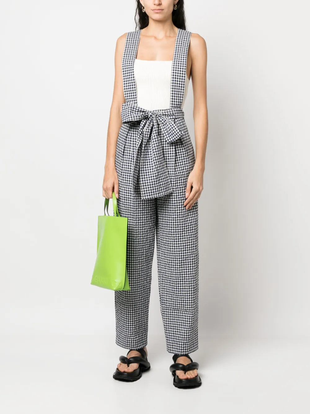 Gingham Waffle Cotton Trousers