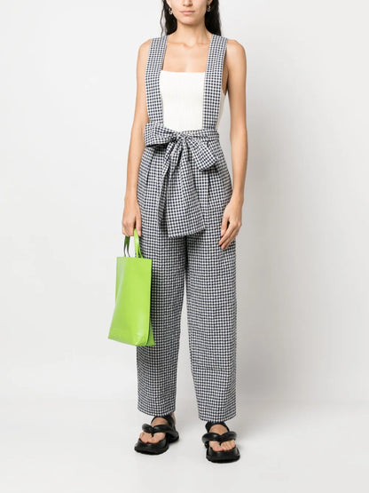 Gingham Waffle Cotton Trousers